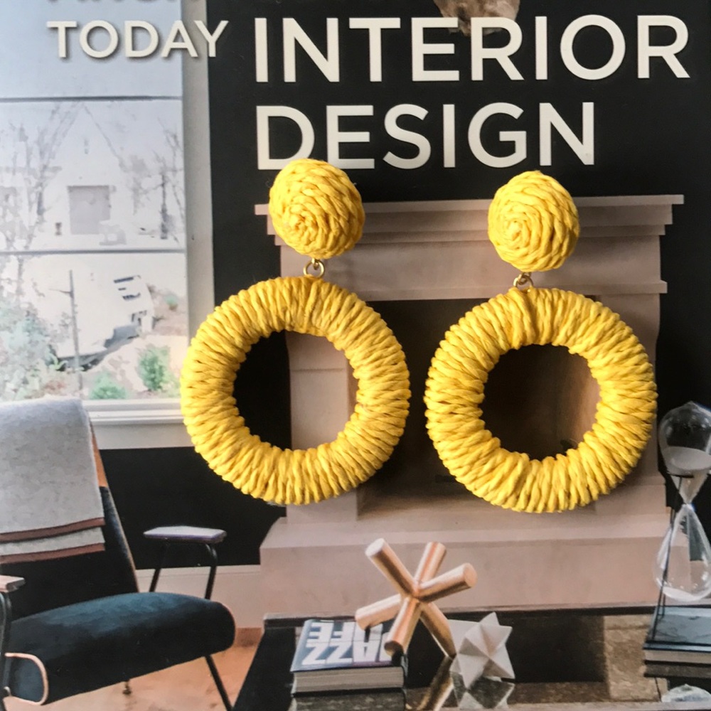Lulus OCHO RIOS YELLOW WOVEN HOOP EARRINGS